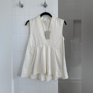 NWT COS White Sleeveless Pleated Blouse
